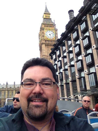 Marty Fahncke with Big Ben in London England